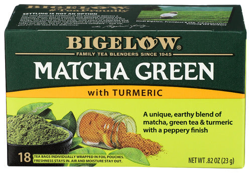 Bigelow 
Tea Matcha Green Tumeric, 0.82 OZ.