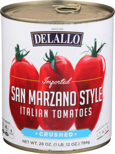 Delallo 
Tomato Crushed San Mrzano, 28 OZ.