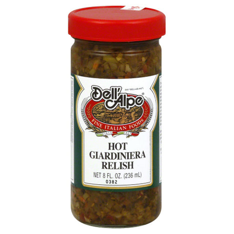 Dell Alpe 
Giardiniera Relish Hot, 8 OZ.
