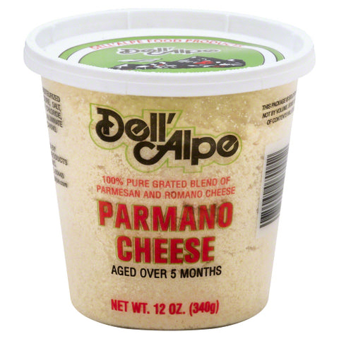 Dell Alpe 
Cheese Grated Parmano, 12 OZ.