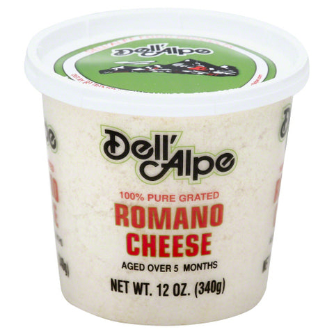 Dell Alpe 
Cheese Romano Grated, 12 OZ.