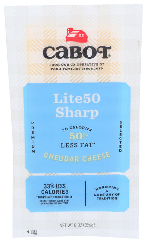 CABOT CHEESE BAR CHDR WHT 50%R - 8 OZ