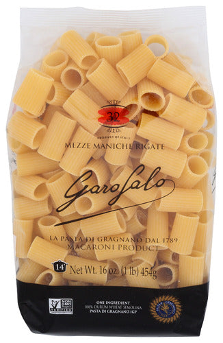 GAROFALO PASTA RIGATE MEZZE MANICH - 16 OZ