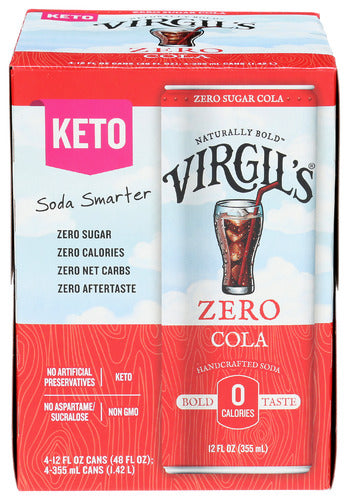 VIRGILS COLA ZERO SUG 4PK - 48 FO