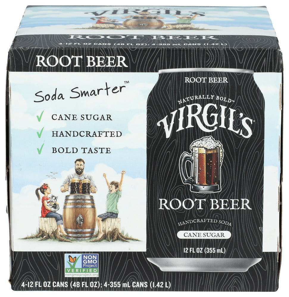 VIRGILS SODA ROOT BEER 4PK CANS - 48 FO