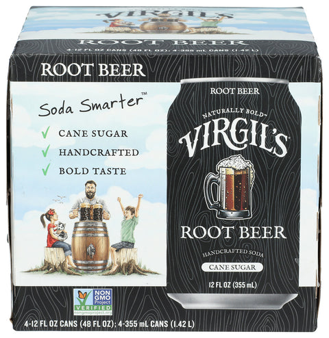 VIRGILS SODA ROOT BEER 4PK CANS - 48 FO