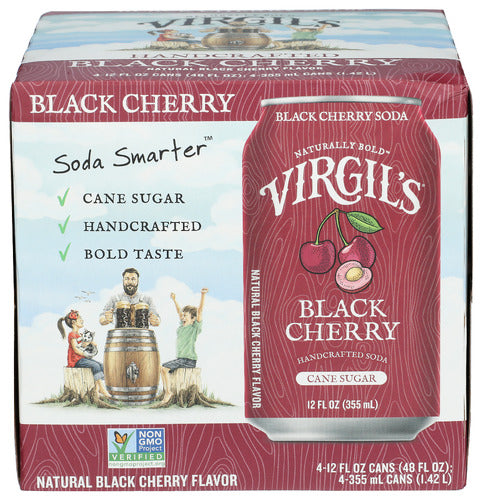 VIRGILS SODA BLK CHRRY 4PK CANS - 48 FO