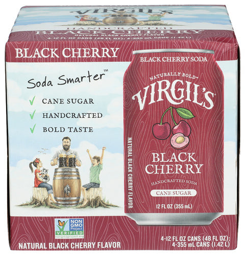 VIRGILS SODA BLK CHRRY 4PK CANS - 48 FO