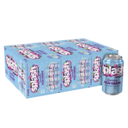 Splash Refresher Sparkling Water, Acai Grape, 12oz Can, Pack of 24