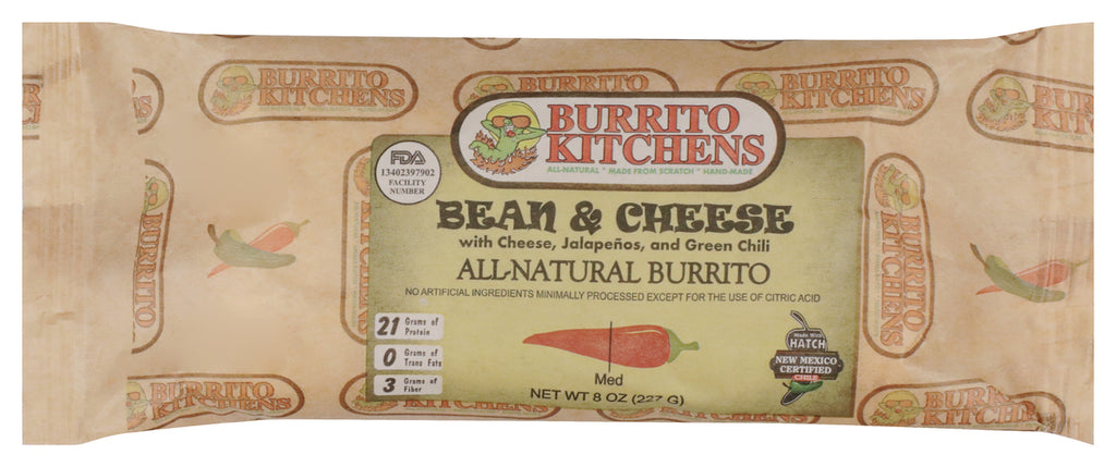 BURRITO KITCHENS BURRITO BEAN & CHEESE VEG - 8 OZ