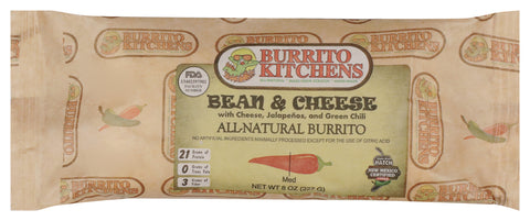 BURRITO KITCHENS BURRITO BEAN & CHEESE VEG - 8 OZ
