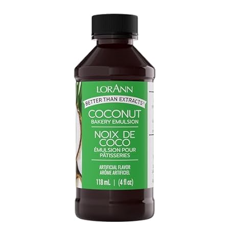 LorAnn Oils Coconut Bakery Emulsion: True Essence, Ideal for Boosting Fruit Tones in Cakes, Cookies & Desserts, Gluten-Free, Keto-Friendly, Extract Substitute Essential for Your Kitchen, 4 Oz