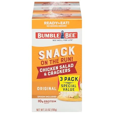 Bumble Bee Snack on the Run Chicken Salad with Crackers Kit, Ready to Eat, Spoon Included - Shelf Stable & Convenient Protein Snack, 3.5 Ounce (Pack of 3)