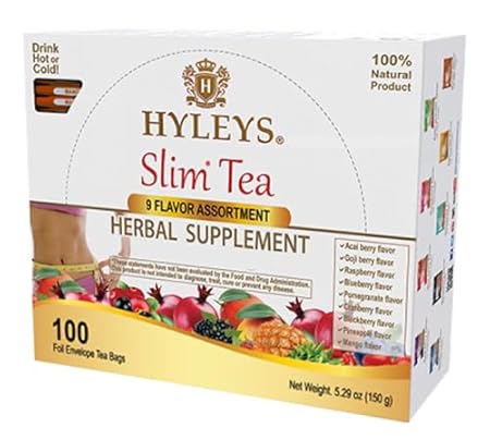 Hyleys Slim Tea 9 Flavor Assortment 100 Ct - Weight Loss Herbal Supplement Cleanse and Detox - 100 Tea Bags (9 Pack)