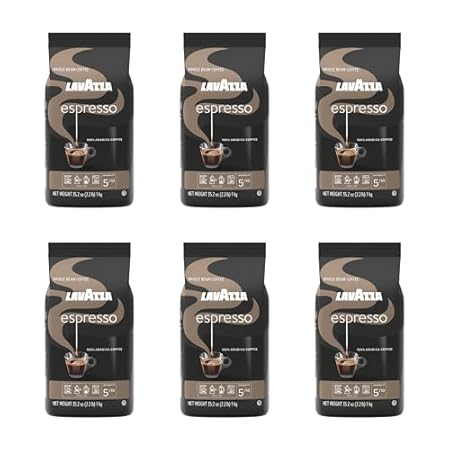 Lavazza Espresso Whole Bean Coffee, Medium Roast, 100% Arabica, 2.2 lb Bag (Pack of 6)