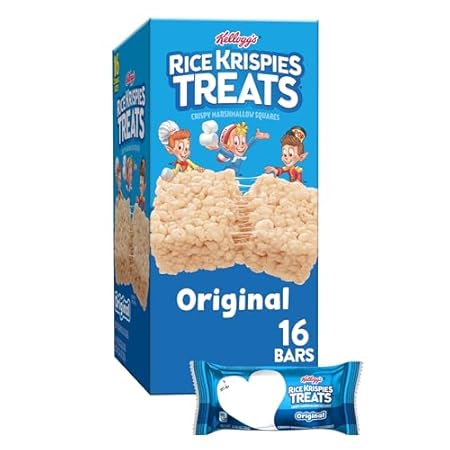 Rice Krispies Treats Marshmallow Snack Bars, Kids Snacks, Lunch Snacks, Original, 12.4oz Box (16 Bars)