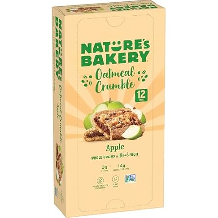 Nature's Bakery Oatmeal Crumble Bars, Apple, Real Fruit, Vegan, Non-GMO, Breakfast Bar, 1 Box With 12 Twin Packs (12 Twin Packs)
