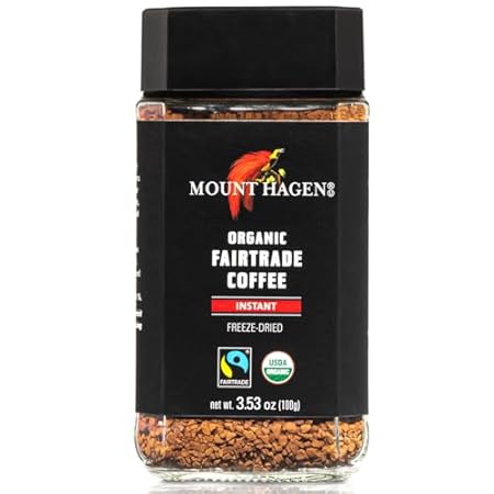 Mount Hagen 3.53oz Organic Freeze Dried Instant Coffee | Eco-friendly Coffee Made From Organic Medium Roast Arabica Beans | Organic, Fair-Trade Coffee Instant [3.53oz Jar]