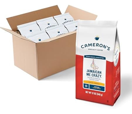 Cameron's Coffee Roasted Ground Coffee Bag, Flavored, Jamaican Me Crazy, 12 Ounce, Pack of 6 - NEW