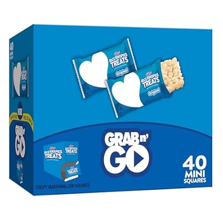 Rice Krispies Treats Mini Squares, Kids Snacks, Lunch Snacks, Grab n' Go, Original, 15.5oz Box (40 Bars)