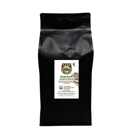 Low Acid Organic Coffee – Whole Bean, Mold-Free & Stomach Friendly by Java Planet, Espresso Blend Coffee, Dark Roast, Smooth Full Flavored, 5LB Bag