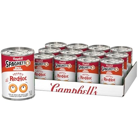 SpaghettiOs Spicy Original made with Frank's RedHot, Canned Pasta, 15.8 oz Can (Pack of 12)