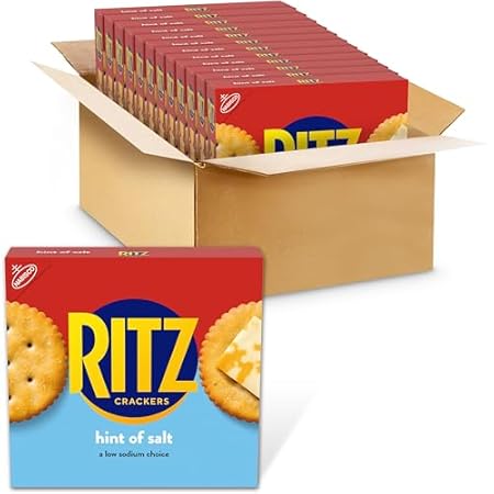 RITZ Hint of Salt Crackers, Snacks for Kids and Adults, Bulk Lunch Snacks, 12-13.7 oz Boxes