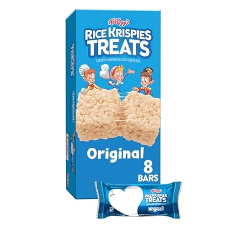 Rice Krispies Treats Crispy Marshmallow Squares, Kids Snacks, Snack Bars, Original, 6.2oz Box (8 Bars)