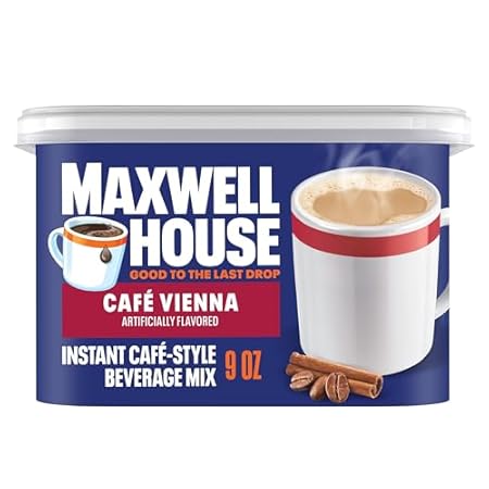 Maxwell House Instant Cafe-Style Beverage Mix, Easy to Prepare, 1 Canister, for Quick Morning Coffee or Afternoon Treat, Cafe Vienna, Kosher Dairy, 9 oz