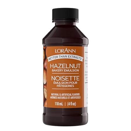 LorAnn Oils Hazelnut Bakery Emulsion: True Essence, Ideal for Boosting Fruit Tones in Cakes, Cookies & Desserts, Gluten-Free, Keto-Friendly, Extract Substitute Essential for Your Kitchen, 4 Oz