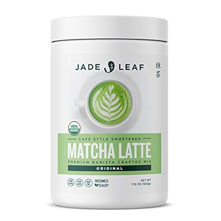 Jade Leaf Matcha Organic Cafe Style Sweetened Matcha Latte Green Tea Powder, Premium Barista Crafted Mix - Authentically Japanese, 50 Servings (1.1 Pound Tub)