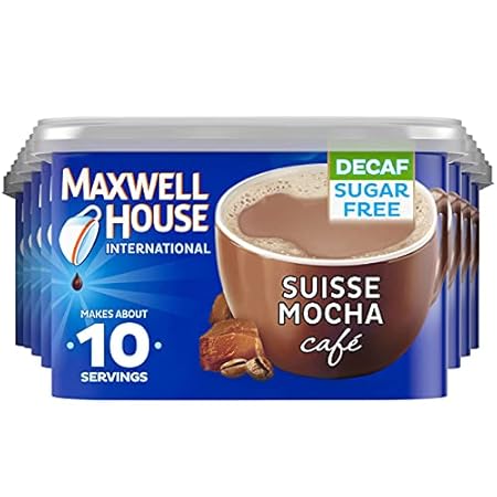 Maxwell House International Suisse Mocha Café-Style Decaf Sugar Free Instant Coffee Beverage Mix (8 ct Pack, 4 oz Canister)
