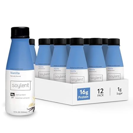 Soylent Complete Nutrition Gluten-Free Vegan Protein Meal Replacement Shake, Vanilla, 11 Oz, 12 Pack