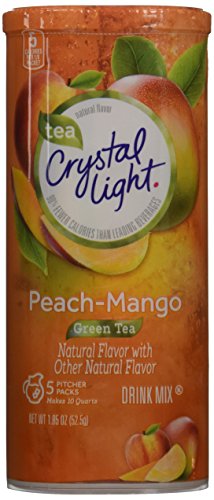 Crystal Light Natural Green Tea Peach Mango Drink Mix (30 Pitcher Packets, 6 Canisters of 5)