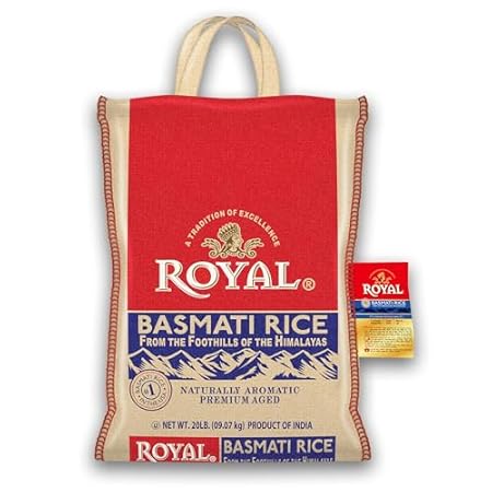 Authentic Royal - Naturally Aged Long Grain Indian White Basmati Rice - 20 Pound