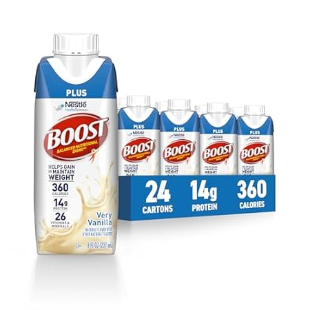 BOOST Plus Nutritional Drink, Very Vanilla, 8 fl oz (Pack of 24)