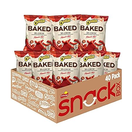 Frito Wnaldc Lay Baked Cheetos Crunchy Flamin' Hot, 0.87 Ounce Pack of 40