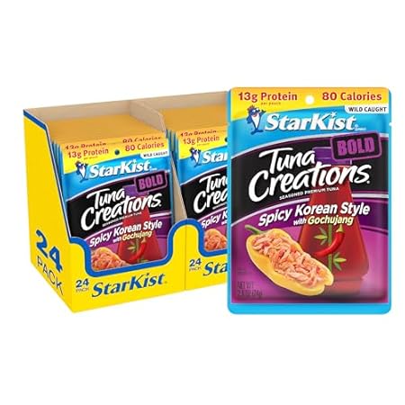 StarKist Tuna Creations BOLD Spicy Korean Style with Gochujang, 2.6 oz Pouch (24 Pack) Ready to Eat Wild Caught Tuna, 13g Protein, 80 Calories Per Serving, Perfect for Salads, Meals and Snacks