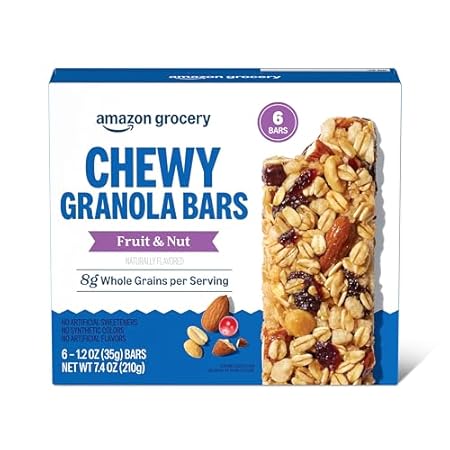 Amazon Grocery, Fruit & Nut Chewy Granola Bars, 7.4 Oz, 6 Ct (Previously Happy Belly, Packaging May Vary)