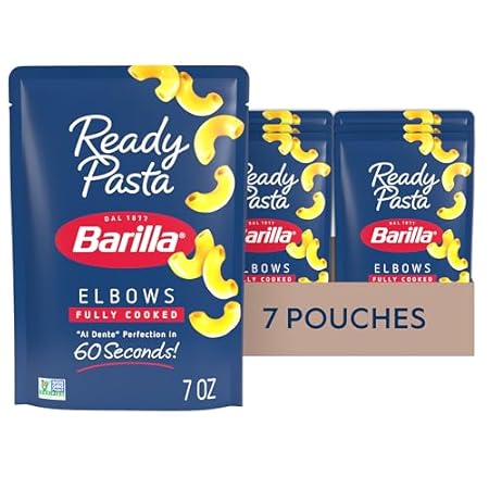 Barilla Ready Pasta, Fully Cooked Elbows Macaroni Pasta, Non-GMO & Kosher, 7 oz (Pack of 7)