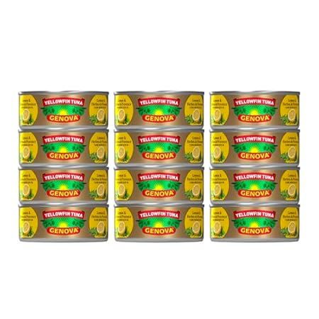 Genova Premium Yellowfin Tune in Lemon and Herbes de Provence Infused Olive Oil, 5 Ounce Cans, 12-Pack – Nutrient Rich, High Protein Canned Tuna Fish - Delicious, Easy, Nutritious Ready to Eat Meals