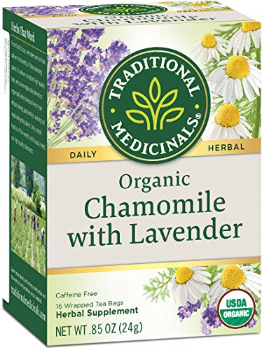 Traditional Medicinals Organic Chamomile with Lavender Herbal Tea (Pack of 1), Calms the Nervous System, 16 Tea Bags
