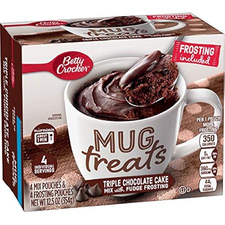 Betty Crocker Mug Treats Triple Chocolate Cake Mix with Fudge Frosting, 4 Servings, 12.5 oz