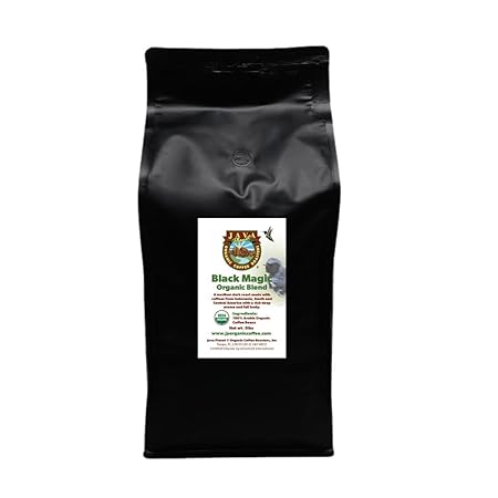 Low Acid Organic Coffee – Whole Bean, Mold-Free & Stomach Friendly by Java Planet, Black Magic Blend Coffee, Medium Dark Roast, Smooth Full Flavored, 5LB Bag