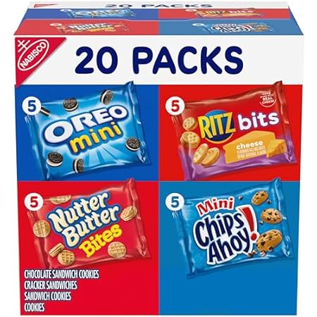 Nabisco Classic Mix Variety Pack, OREO Mini, CHIPS AHOY! Mini, Nutter Butter Bites, RITZ Bits Cheese, 20 Snack Packs