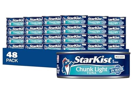 StarKist Chunk Light Tuna in Water, 5 oz (48 Pack) Canned Tuna Fish, Wild Caught, Gluten Free, Ready to Eat, Perfect for Salads, Keto Meals and Snacks, with 20g Protein & 90 Calories Per Serving