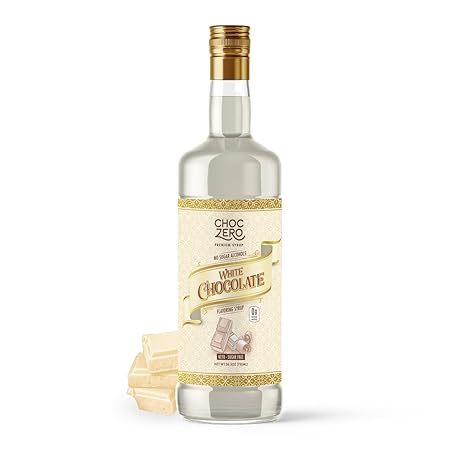 ChocZero Sugar Free White Chocolate Syrup for Coffee - Latte Flavoring Syrups - Keto Friendly, Zero Sugar, 25.4 Ounces (Pack of 1)