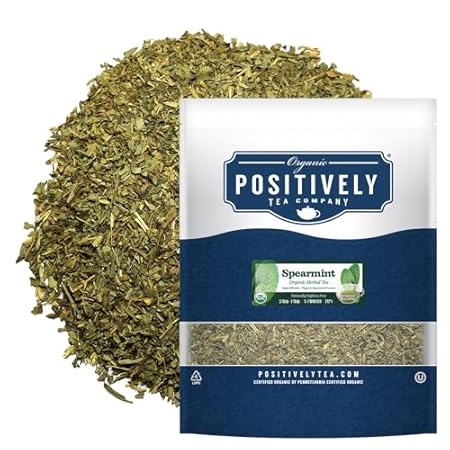 Organic Positively Tea Company, Spearmint Leaf Herbal Tea, Loose Leaf, 16 Ounce