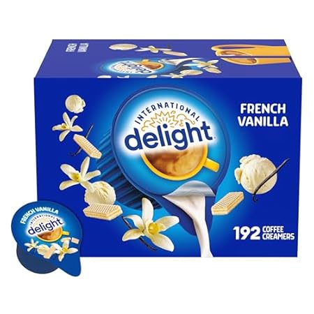 International Delight, French Vanilla, Single-Serve Coffee Creamers, 192 Count (Pack of 1), Shelf Stable Non-Dairy Flavored Coffee Creamer, Great for Home Use, Offices, Parties or Group Events