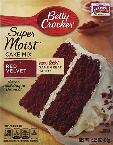 Betty Crocker, Supermoist Cake Mix, Red Velvet, 15.25oz Box (Pack of 6)